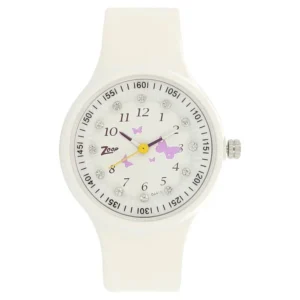 Zoop Analog Watch with White Dial and White Strap for Girls Kids NTC4038PP02W