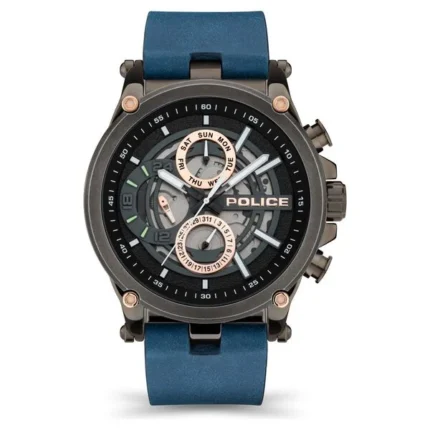 Police NTPLPEWJF2108602 Grey Dial Multifunction Watch with Leather Strap for Men