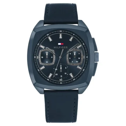 Tommy Hilfiger Men’s Multifunction Watch with Blue Dial and Blue Leather Strap – NTTH1710558W