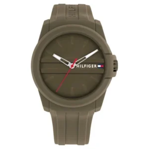 Tommy Hilfiger Men’s Quartz Analog Watch with Green Dial and Green Silicone Strap – NTTH1710599W