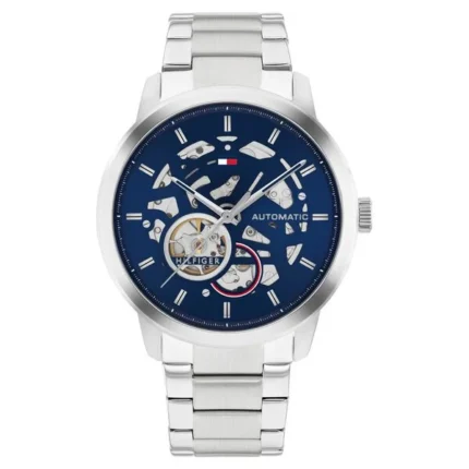 Tommy Hilfiger Men’s Automatic Watch with Blue Dial and Silver Stainless Steel Strap – TH1710661
