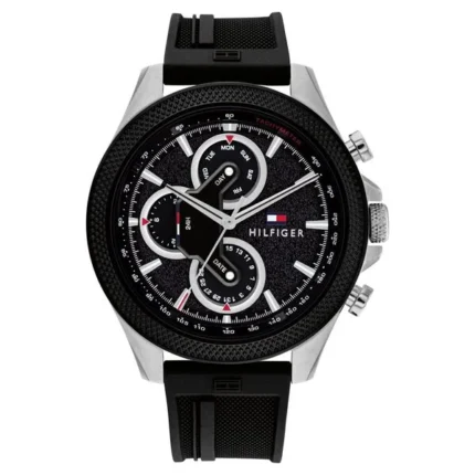 Tommy Hilfiger Men’s Multifunction Watch with Black Dial and Black Silicone Strap – NTTH1792082