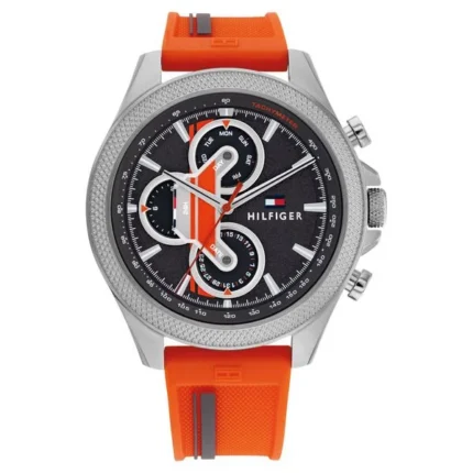 Tommy Hilfiger Men’s Multifunction Watch with Grey Dial and Black Silicone Strap – NTTH1792084