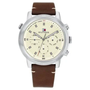 Tommy Hilfiger Men’s Multifunction Watch with Yellow Dial and Yellow Leather Strap – TH1792102
