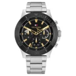 Tommy Hilfiger Men’s Multifunction Watch with Black Dial and Stainless Steel Strap – NTTH1792114